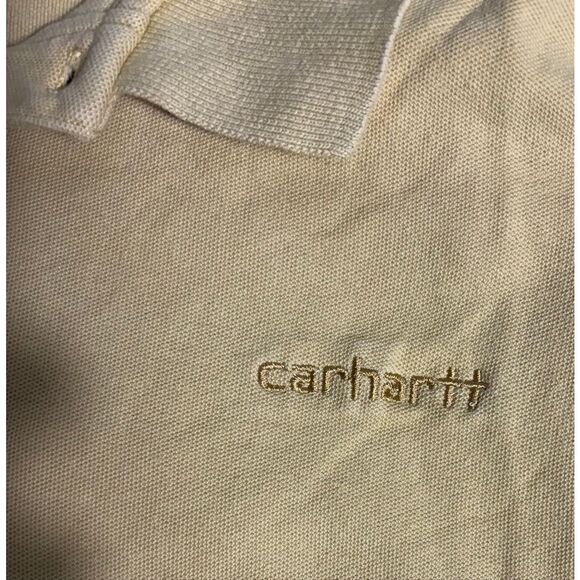 Carhartt Polo Shirt Gold Solid Short Sleeve Cotton Casual Men Size XL - Picture 4 of 7